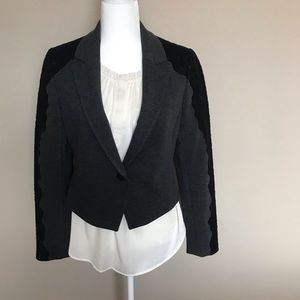 Ann Taylor Crop blazer with lace sleeves